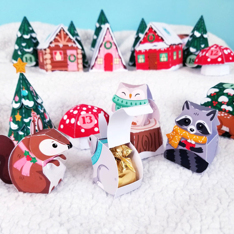 Christmas Woodland Print and Cut Advent Calender