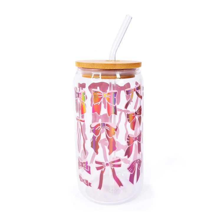 Bows 16 oz Glass Tumbler Vinyl Wrap SVG Cutfile