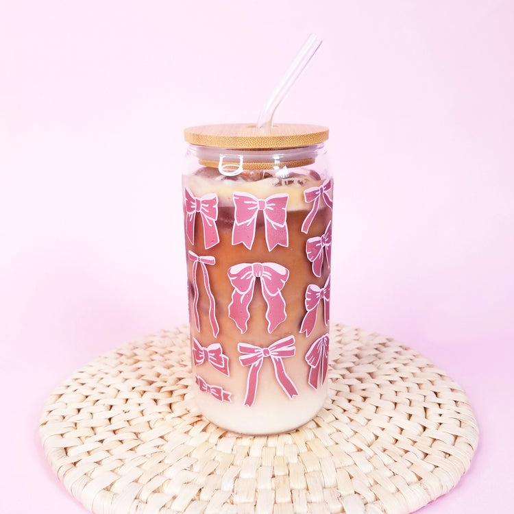 Bows 16 oz Glass Tumbler Vinyl Wrap SVG Cutfile