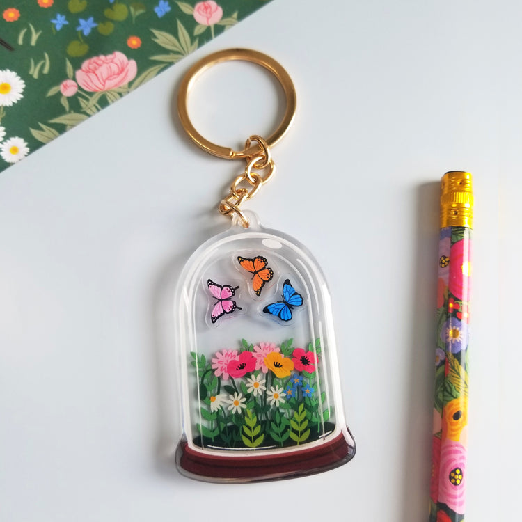 Butterfly Terrarium Acrylic Shaker Keychain