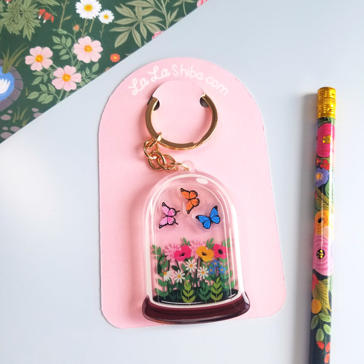 Butterfly Terrarium Acrylic Shaker Keychain