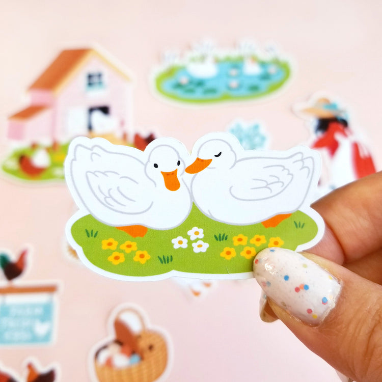 Print and Cut Chicken and Duck Cottage Planner Stickers