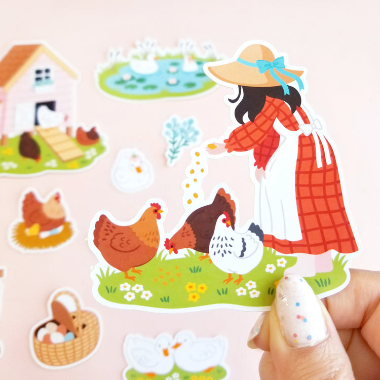 Print and Cut Chicken and Duck Cottage Planner Stickers