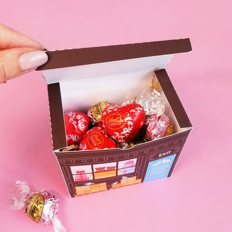 Print and Cut Chocolate Shop 3D Gift Box for Silhouette and Cricut Cutting Machines