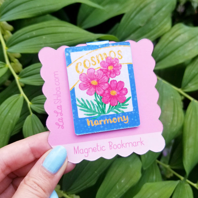 Cosmo Flower Seed Packet Magnetic Bookmark