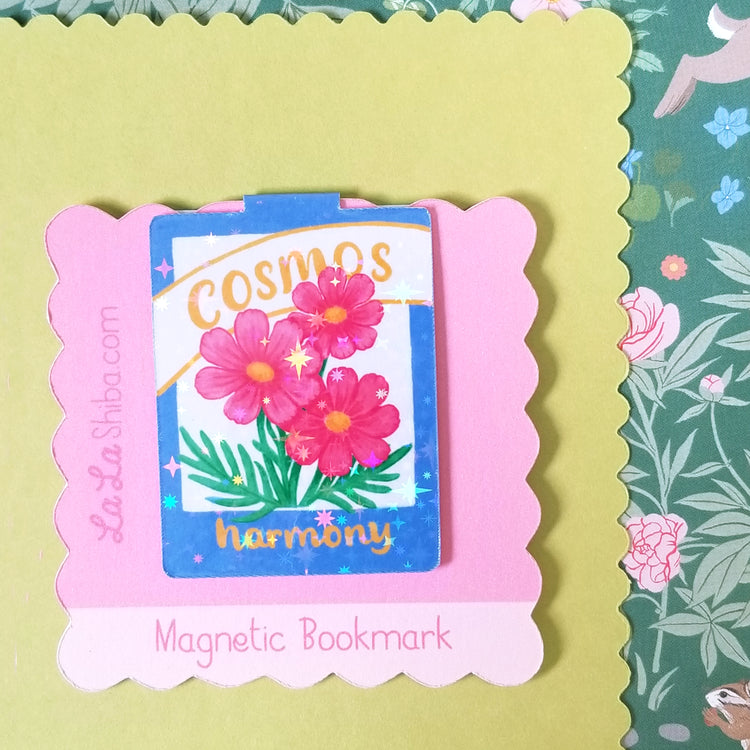Cosmo Flower Seed Packet Magnetic Bookmark