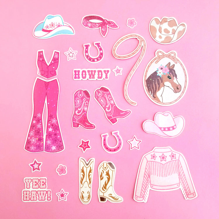 Print then Cut Cowgirl Stickers - Commerical License