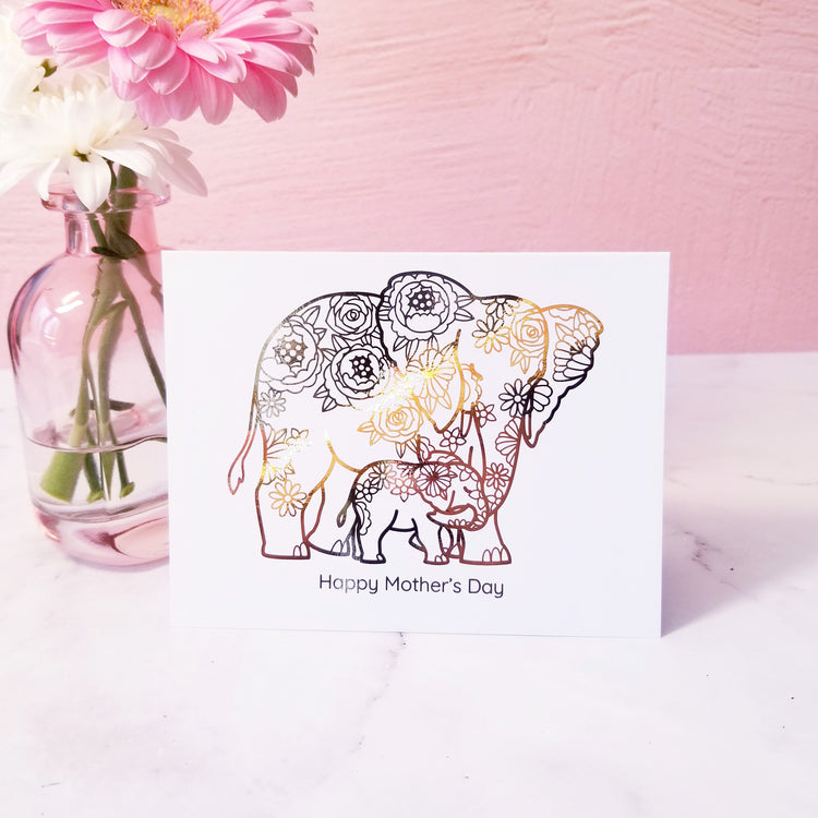 Elephant Gold Metallic Foil Mother's Day Card