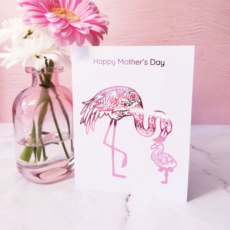 Flamingo Pink Metallic Foil Mother's Day Card