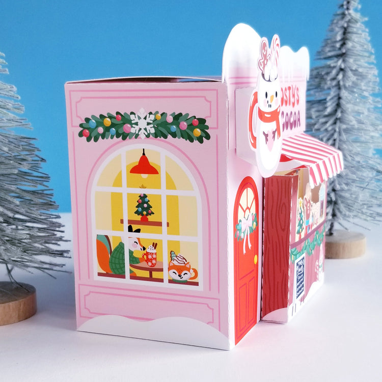Print and Cut Frosty's Hot Cocoa Shop Gift Box SVG for Silhouette