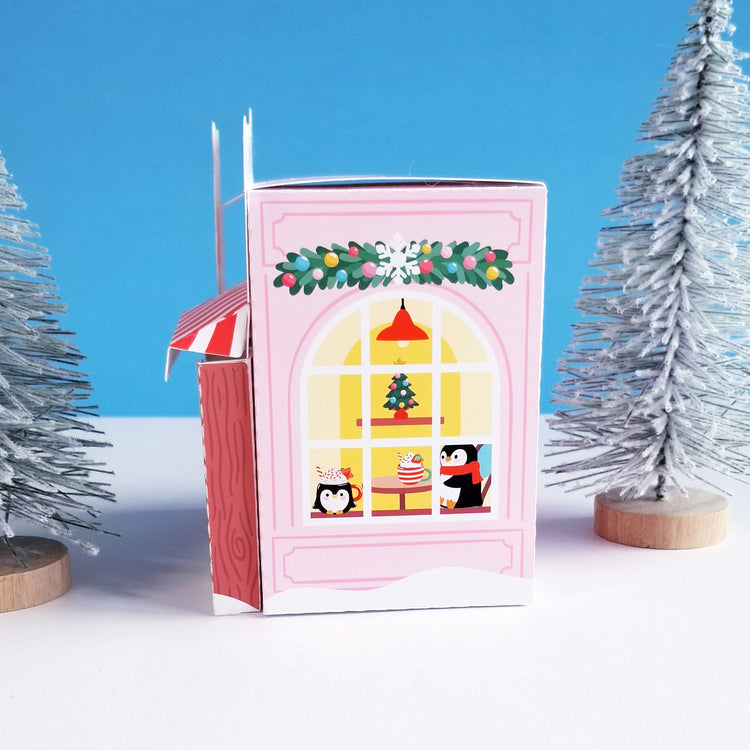 Print and Cut Frosty's Hot Cocoa Shop Gift Box SVG for Silhouette