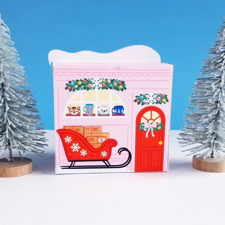Print and Cut Frosty's Hot Cocoa Shop Gift Box SVG for Silhouette