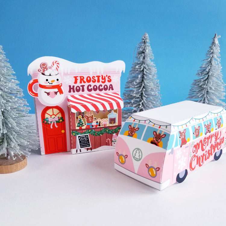 Print and Cut Frosty's Hot Cocoa Shop Gift Box SVG for Silhouette
