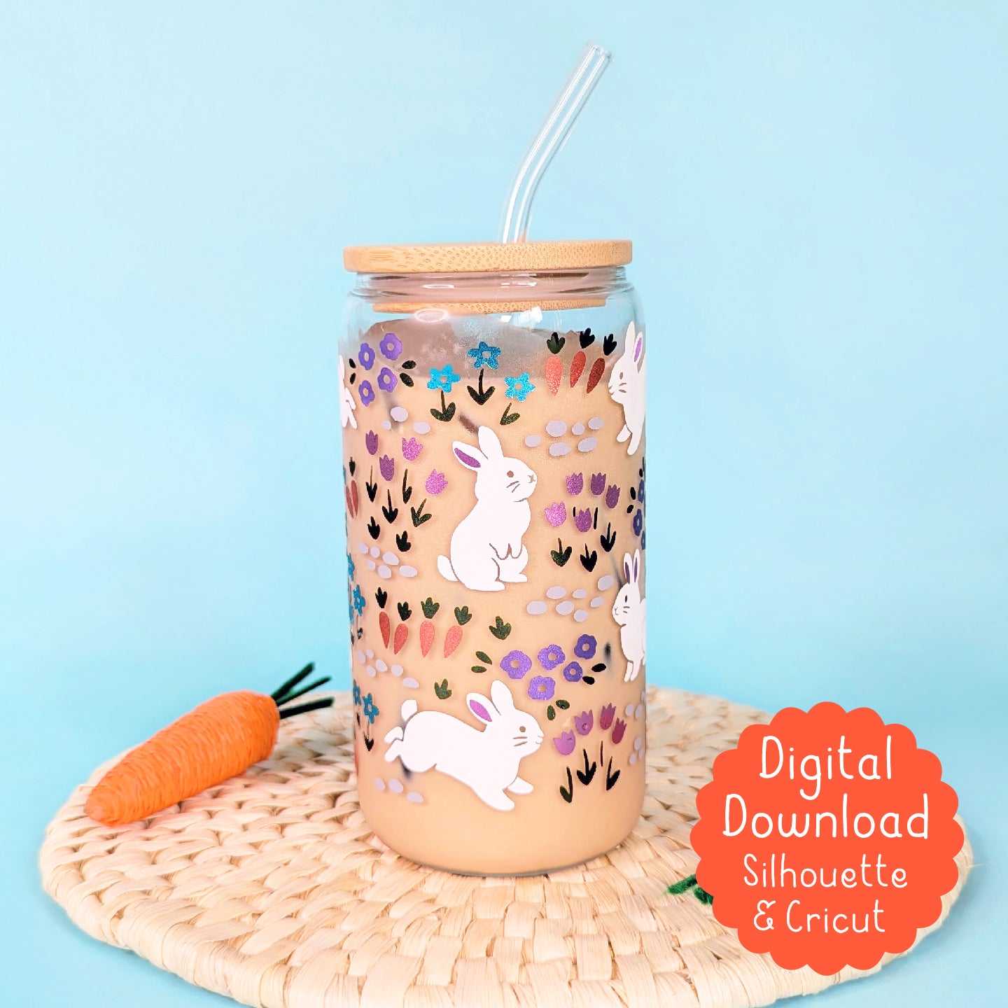 Bunny Garden 16 oz Libbey Glass Can Vinyl Wrap SVG – Lalashiba