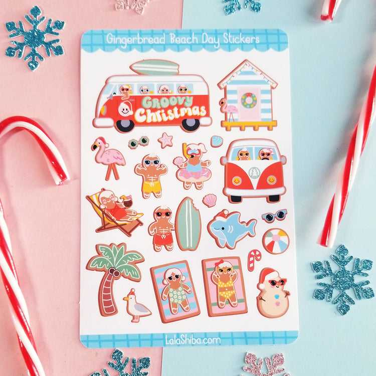 Print and Cut Gingerbreadman Beach Day Stickers for Silhouette and Cricut