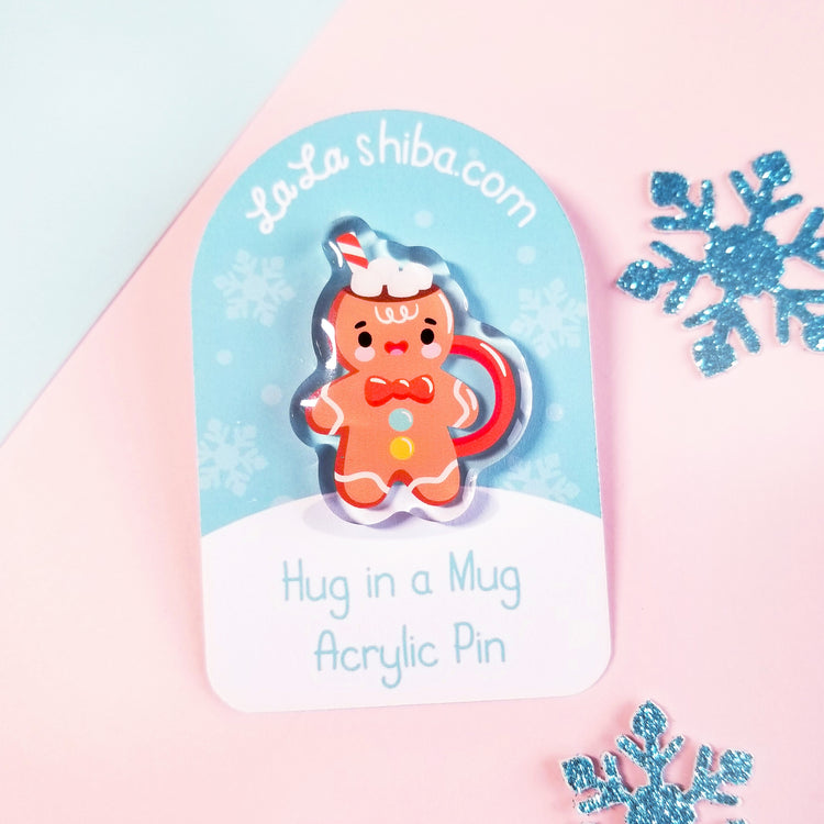 Gingerbreadman Mug Acrylic Pin
