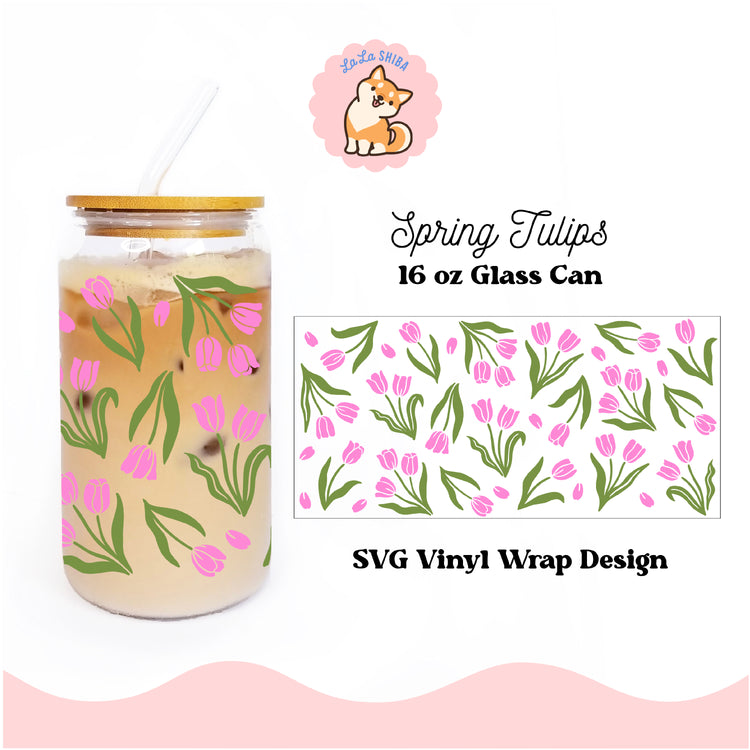Tulip 16oz Glass Tumbler Vinyl Wrap SVG Cutfile