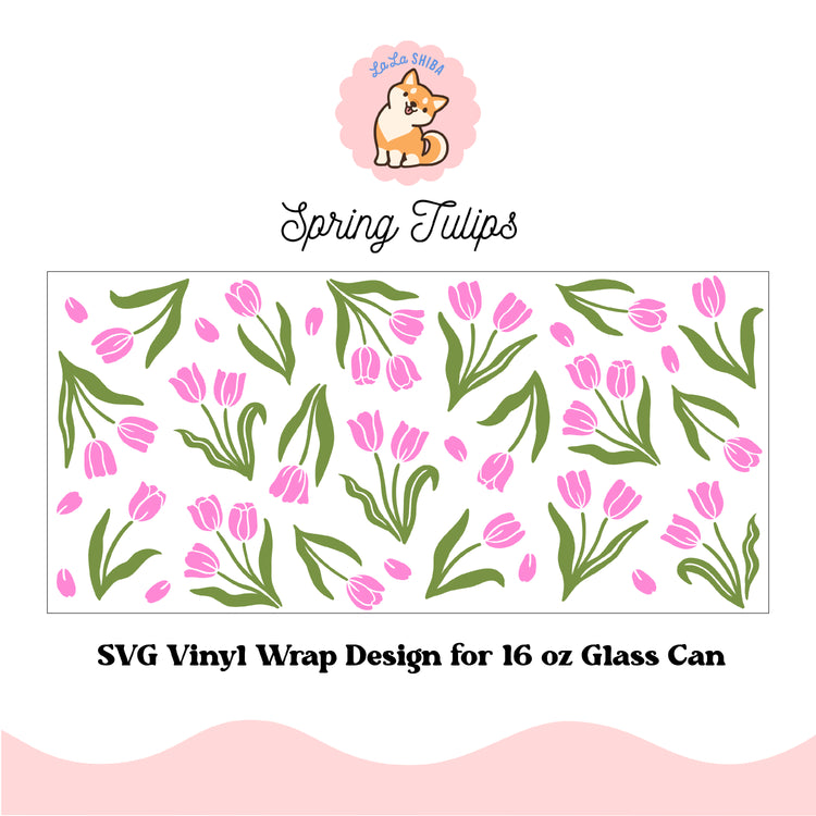 Tulip 16oz Glass Tumbler Vinyl Wrap SVG Cutfile