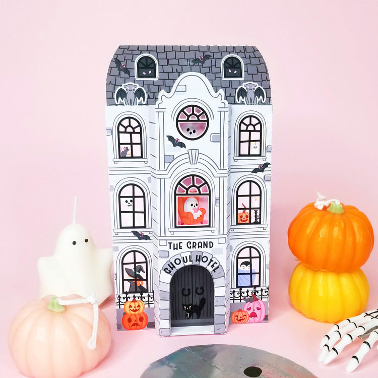 3D Halloween Ghouls Hotel Gift Box SVG Cutfile for Silhouette