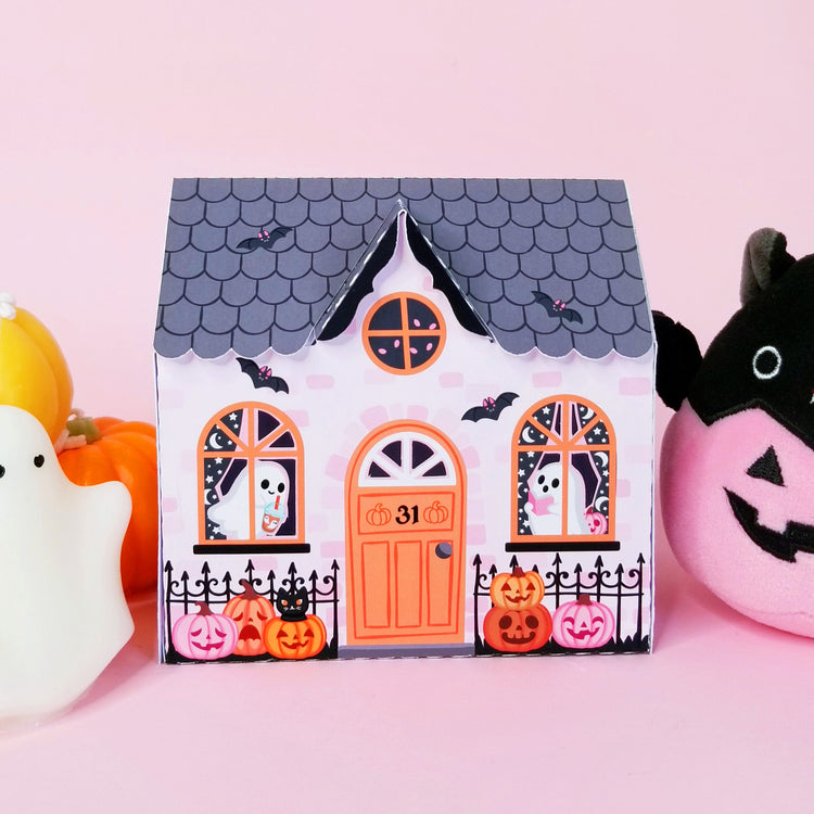 3D Halloween Ghost House Box SVG Cutfile for Silhouette and Cricut