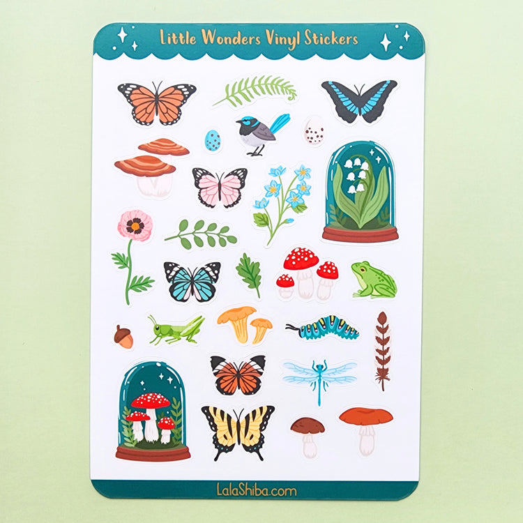 Nature's Little Wonders Vinyl Sticker Sheet, Sticker Sheet, Journaling Stickers, Stationery, Shipped, Vinyl Stickers