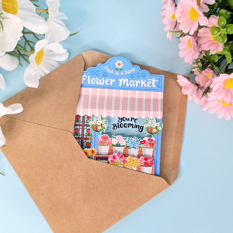 Mother's Day Flower Market 3D Card in Blue for Silhouette Machines