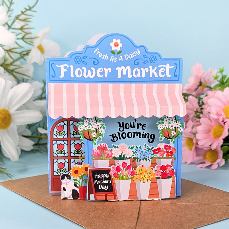 Mother's Day Flower Market 3D Card in Blue for Silhouette Machines