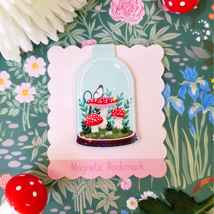 Blue Mushroom Terrarium Magnetic Bookmark