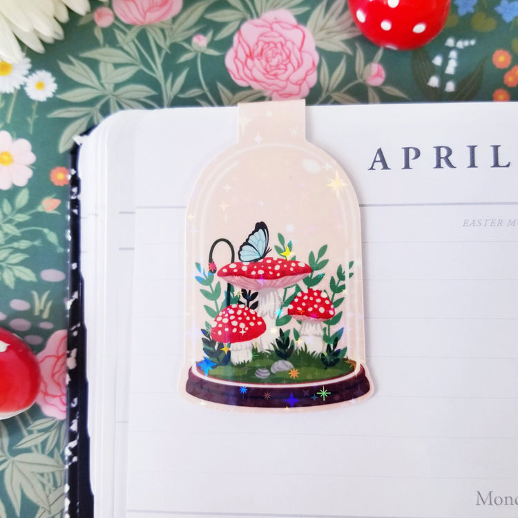 Peach Mushroom Terrarium Magnetic Bookmark