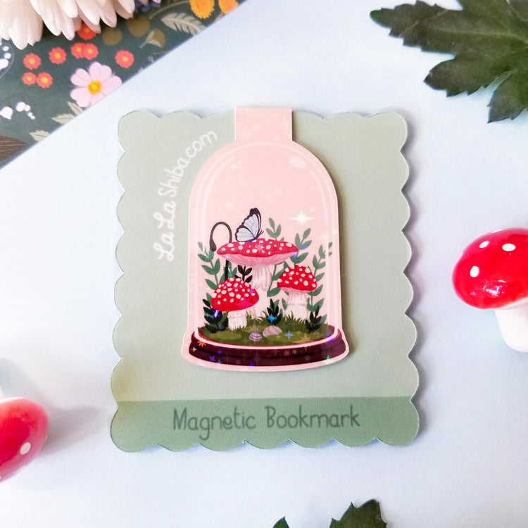 Peach Mushroom Terrarium Magnetic Bookmark