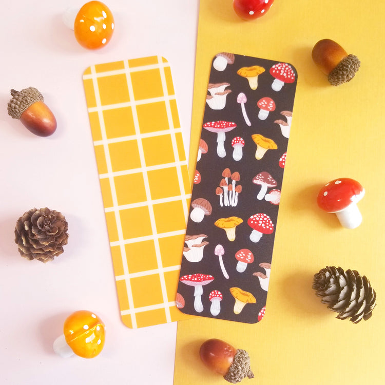 Print and Cut Mushroom and Plaid Bookmarks