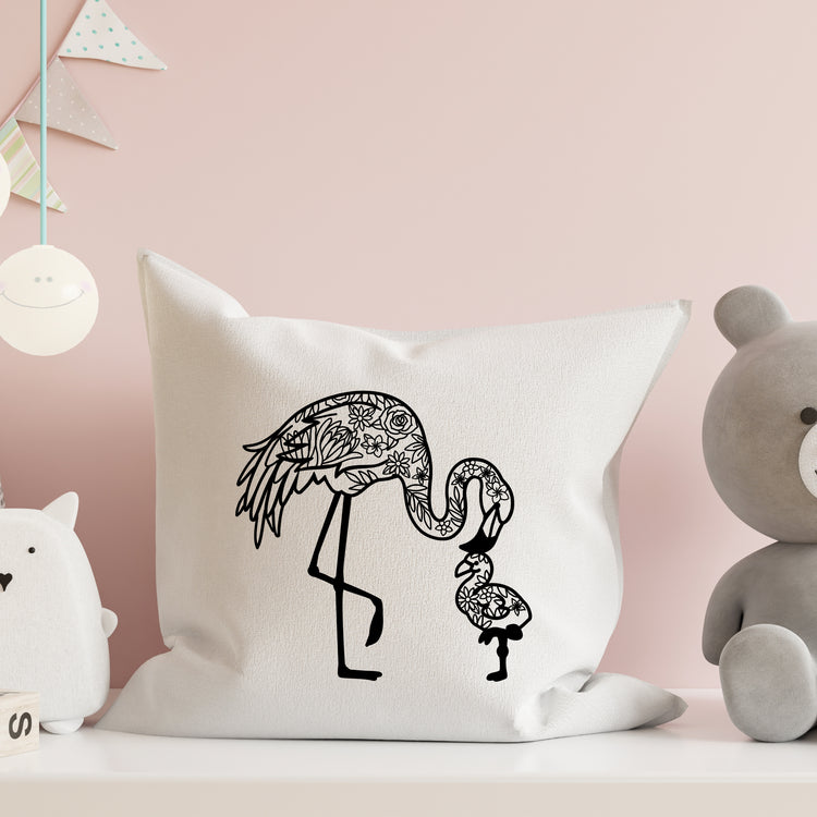 Mother Flamingo and chick – Floral Design | Printable Wall Art | Digital Download (PDF, SVG, PNG)