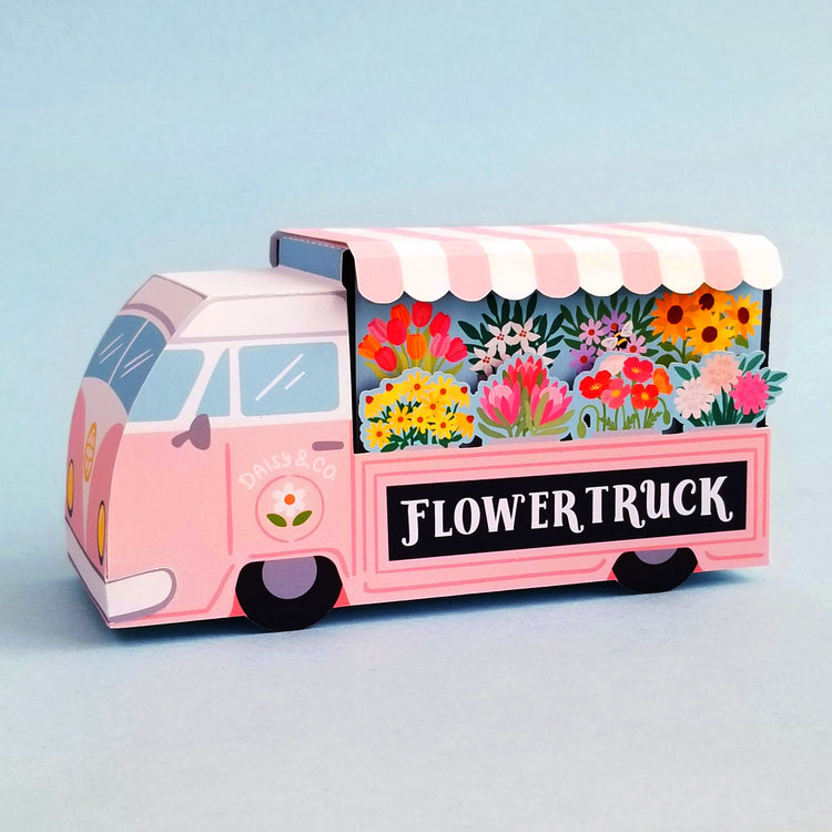 3D Flower Truck Gift Box SVG Digital Cutfile for Silhouette and Cricut