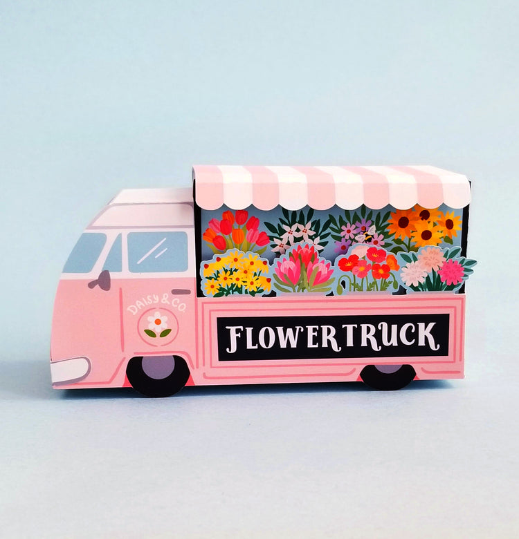 3D Flower Truck Gift Box SVG Digital Cutfile for Silhouette and Cricut
