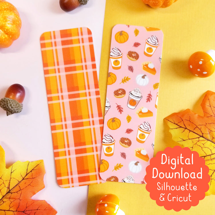 Print and Cut Pumpkin Spice Latte and Plaid Bookmarks