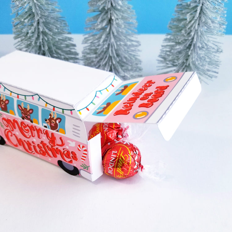 Print and Cut Christmas Reindeer Bus 3D Gift Box for Silhouette