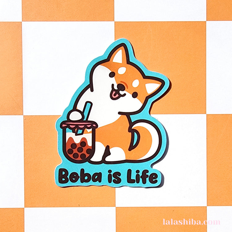 Shiba Inu Boba Vinyl Sticker