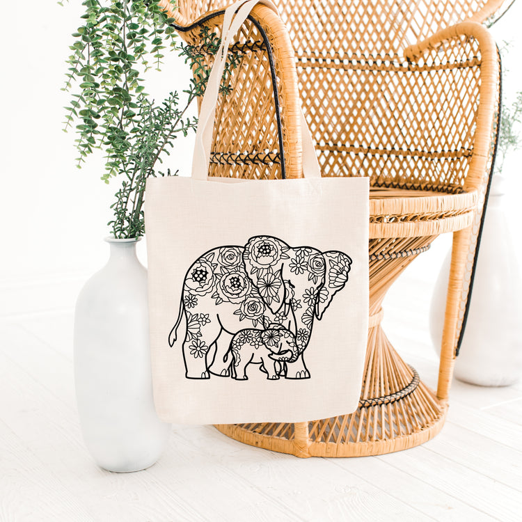 Mother Elephant and Baby – Floral Design | Printable Wall Art | Digital Download (PDF, SVG, PNG)