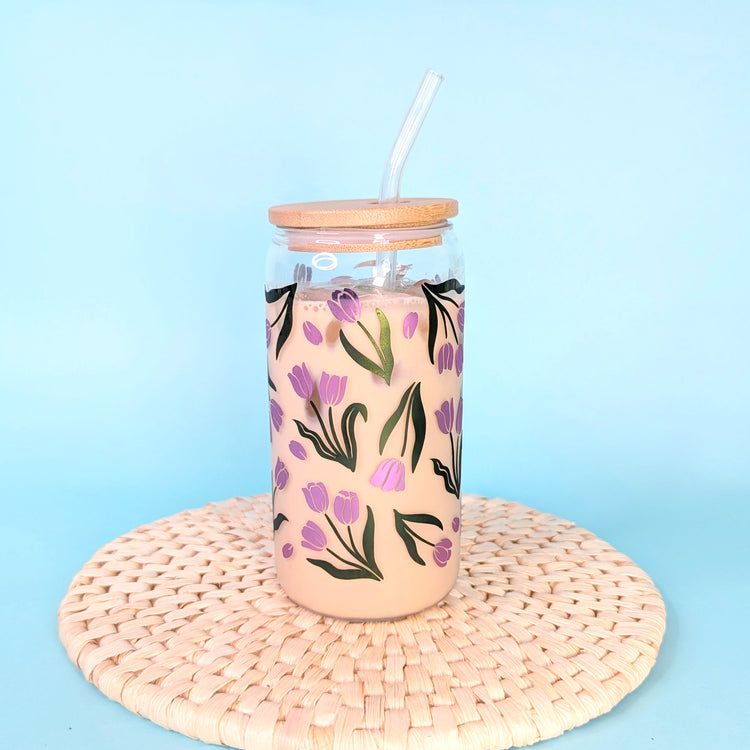 Tulip 16oz Glass Tumbler Vinyl Wrap SVG Cutfile