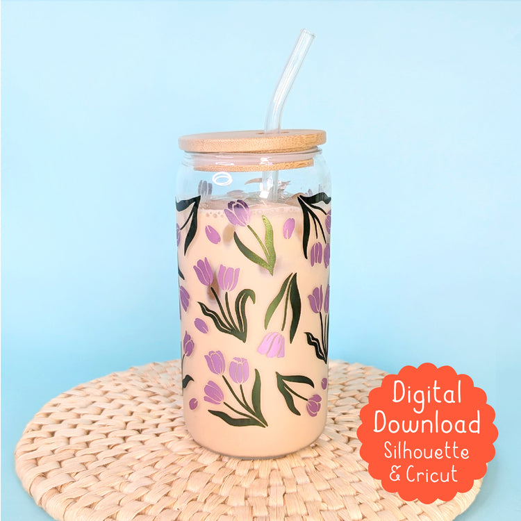 Tulip 16oz Glass Tumbler Vinyl Wrap SVG Cutfile