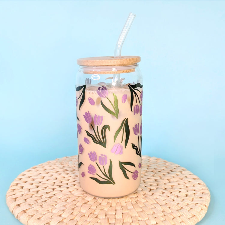 Tulip 16oz Glass Tumbler Vinyl Wrap SVG Cutfile