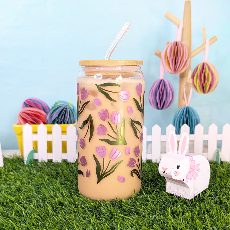 Tulip 16oz Glass Tumbler Vinyl Wrap SVG Cutfile