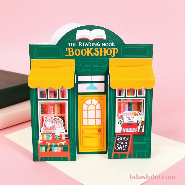 Book Shop 3D Card, Birthday Card, Handmade Greeting Card, Shipped