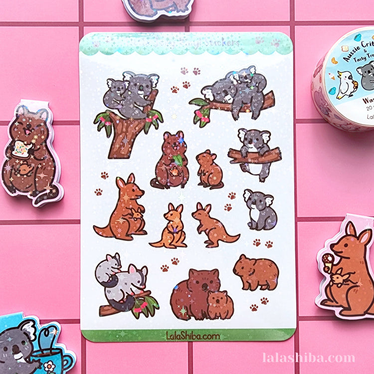 Little Joey Vinyl Sticker Sheet, Kawaii Australian Baby Animals Sticker Sheet, Koala Stickers, Journaling Stickers, Stationery, Shipped, Vinyl Stickers