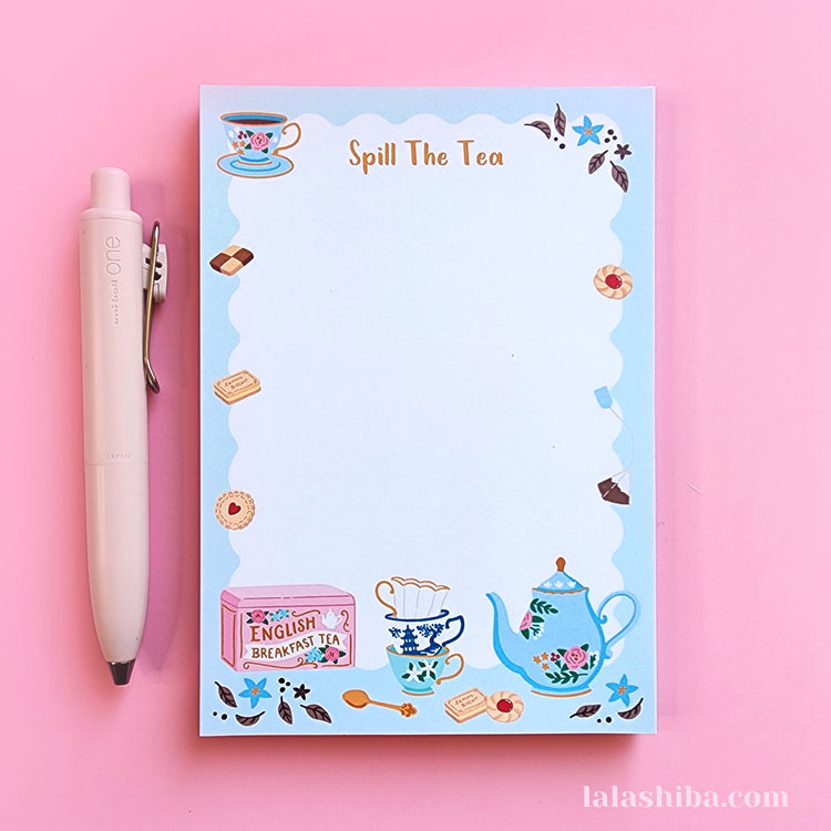 Spill The Tea Notepad, Tear Away Notepad, A6 Notepad, Stationary Gift, Shipped Notepad, Handmade notepad