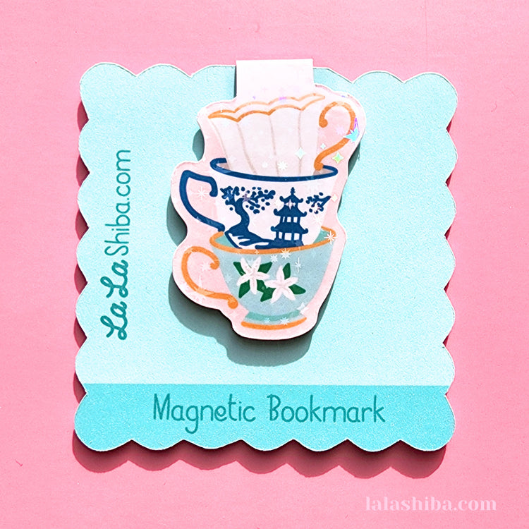 Teacups Magnetic Bookmark, Afternoon Tea Bookmark, Shipped
