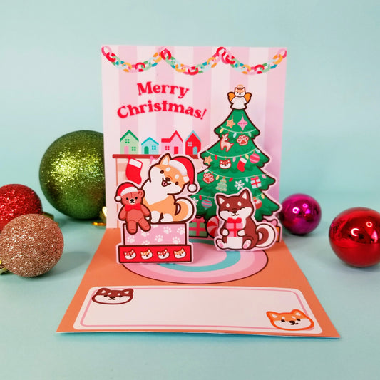 Shiba Christmas Pop-up Card Free Printable