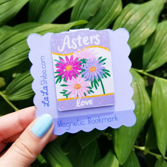 Aster Flower Seed Packet Magnetic Bookmark