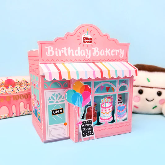 Print and Cut 3D Birthday Bakery Gift Box SVG for Silhouette and Cricut