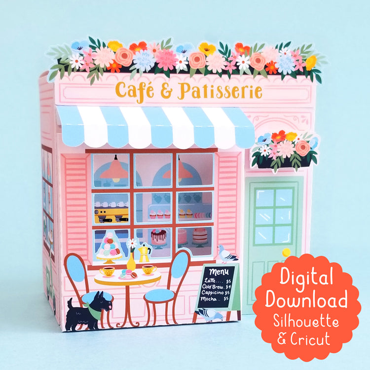 3D French Cafe Box SVG for Silhouette and Cricut